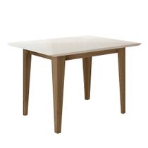 Mesa de Jantar Retangular 4 Lugares 120cm Tampo Chanfrado com Vidro Kate Carvalho/Off White - Poliman