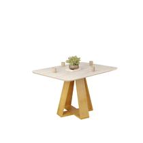 Mesa de Jantar Retangular 4 Lugares 120x90cm Tampo Quartzo com Base Cedro Design Moderno para Sala de Jantar ou Cozinha Mesa de Jantar Retangular 4 Lugares 120x90cm Tampo Quartzo com Base Cedro Design Moderno para Sala de Jantar ou Cozinha