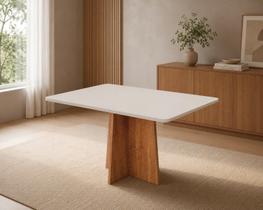 Mesa de Jantar Retangular 4 Lugares Aires em MDF Mel e Preto Mesa de Jantar Retangular 4 Lugares Aires em MDF Mel e Preto