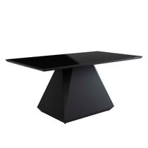 Mesa De Jantar Retangular 6 Cadeiras 160x90cm Lia Tampo Vidro Preto CCS