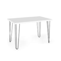 Mesa de Jantar Retangular 6 Lugares 140x75 Base de Ferro Hairpin Branco - Straub Web