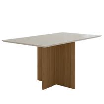 Mesa de Jantar Retangular 6 Lugares 160cm Tampo Chanfrado sem Vidro Helô Carvalho/Off White - Poliman Mesa de Jantar Retangular 6 Lugares 160cm Tampo Chanfrado sem Vidro Helô Carvalho/Off White - Poliman