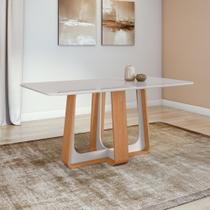 Mesa De Jantar Retangular 6 Lugares 170 Tampo Mdf/vidro Easy Pop Amendoa/off White Mesa De Jantar Retangular 6 Lugares 170 Tampo Mdf/vidro Easy Pop Amendoa/off White