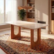 Mesa de Jantar Retangular 6 Lugares 180cm MDF/Vidro Tali CabeCasa MadeiraOriginals Bege Mesa de Jantar Retangular 6 Lugares 180cm MDF/Vidro Tali CabeCasa MadeiraOriginals Bege