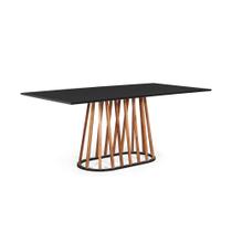 Mesa de Jantar Retangular 8 Lugares 200x90cm Base Madeira Gabi Preta - Straub Web