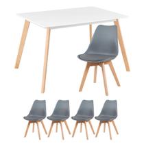 Mesa de jantar retangular 80 x 120 cm + 4 cadeiras estofadas Leda