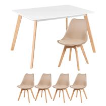 Mesa de jantar retangular 80 x 120 cm + 4 cadeiras estofadas Leda