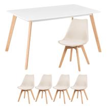 Mesa de jantar retangular 80 x 140 cm + 4 cadeiras estofadas Leda