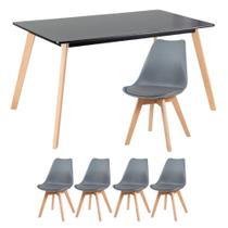 Mesa de jantar retangular 80 x 140 cm + 4 cadeiras estofadas Leda