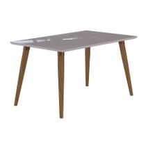 Mesa de Jantar Retangular Adele com Vidro Madeira e Off White 80 cm Mesa de Jantar Retangular Adele com Vidro Madeira e Off White 80 cm