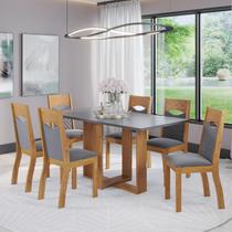 Mesa de Jantar Retangular Ayron C/6 Cad Pietra Mel/Cinza Brilho/V.grafite Mesa de Jantar Retangular Ayron C/6 Cad Pietra Mel/Cinza Brilho/V.grafite