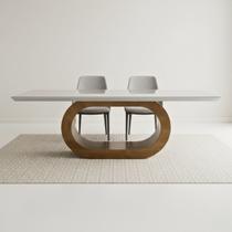 Mesa de Jantar Retangular Base Orgânica em Madeira Maciça 200x100cm 8 Lugares Barola CCS