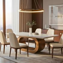 Mesa de Jantar Retangular Base Orgânica em Madeira Maciça 220x110cm 8 Lugares BarolaCCS Mesa de Jantar Retangular Base Orgânica em Madeira Maciça 220x110cm 8 Lugares BarolaCCS