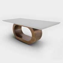 Mesa de Jantar Retangular Base Orgânica em Madeira Maciça 220x110cm 8 Lugares BarolaCCS