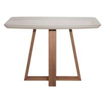 Mesa de Jantar Retangular Bennett com Vidro 115 cm Natural com Off White Mesa de Jantar Retangular Bennett com Vidro 115 cm Natural com Off White