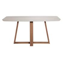 Mesa de Jantar Retangular Bennett com Vidro 160 cm Natural com Off White Mesa de Jantar Retangular Bennett com Vidro 160 cm Natural com Off White