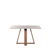 Mesa de Jantar Retangular c/ Vidro para 6 Lugares Avena 160 cm - Canella c/ Off White Fosco
