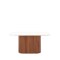 Mesa de Jantar Retangular c/ Vidro para 6 Lugares Kalina 160 cm - Off White Fosco c/ Canella