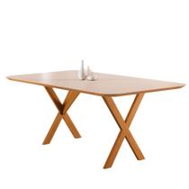 Mesa de Jantar Retangular Camélia - Tampo Chanfrado 100% MDF e Vidro Colado de Fábrica Tamanho:1,60x0,90