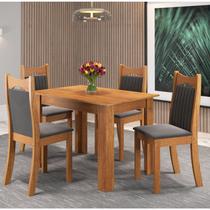 Mesa de Jantar Retangular Canela com 4 Cadeiras Dalas Yescasa Cinza/Mel/Grafite
