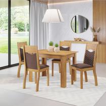 Mesa de Jantar Retangular Carmim Com 4 Cadeiras Pietra Mel/V.bombom Casa Giulia