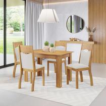 Mesa de Jantar Retangular Carmim Com 4 Cadeiras Pietra Mel/V.marfim Casa Giulia