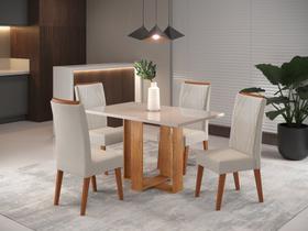 Mesa de Jantar Retangular Claire com 4 Cadeiras Madeira Maciça Vegas