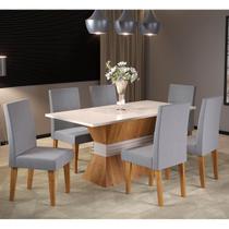 Mesa de Jantar Retangular Close Com 6 Cadeiras Venus Mel/Blonde/Cinza Casa Giulia