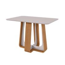 Mesa de Jantar Retangular com Tampo de MDF 25 mm e Vidro Sintonia Off White e Amêndoa 120 cm Mesa de Jantar Retangular com Tampo de MDF 25 mm e Vidro Sintonia Off White e Amêndoa 120 cm