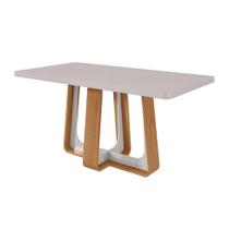 Mesa de Jantar Retangular com Tampo de MDF 40 mm e Vidro Sintonia Off White e Amêndoa 170 cm Mesa de Jantar Retangular com Tampo de MDF 40 mm e Vidro Sintonia Off White e Amêndoa 170 cm