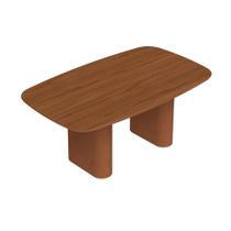 Mesa de Jantar Retangular com Tampo de MDF Off White Lintz Caramelo e Canela 184 cm