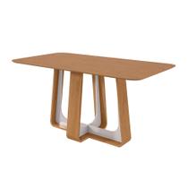 Mesa de Jantar Retangular com Tampo de MDF Sintonia Amêndoa e Off White 170 cm Mesa de Jantar Retangular com Tampo de MDF Sintonia Amêndoa e Off White 170 cm