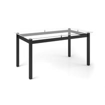 Mesa de Jantar Retangular com Tampo de Vidro 6 Lugares Tokio Preto