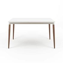 Mesa de Jantar Retangular com Tampo de Vidro Abbey Off White 135cm
