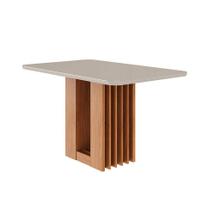 Mesa de Jantar Retangular com Tampo de Vidro Ariela Off White e Cinamomo 130 cm Mesa de Jantar Retangular com Tampo de Vidro Ariela Off White e Cinamomo 130 cm