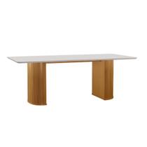 Mesa de Jantar Retangular com Tampo de Vidro Dara Cinamomo e Off White 180cm Mesa de Jantar Retangular com Tampo de Vidro Dara Cinamomo e Off White 180cm