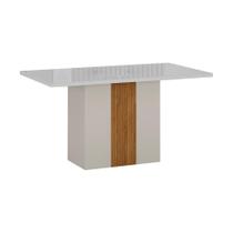 Mesa de Jantar Retangular com Tampo de Vidro Doha 100% MDF Off White e Amadeirado 120 cm Mesa de Jantar Retangular com Tampo de Vidro Doha 100% MDF Off White e Amadeirado 120 cm