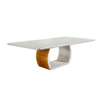 Mesa de Jantar Retangular com Tampo de Vidro Lavanda Cinamomo e Off White Mesa de Jantar Retangular com Tampo de Vidro Lavanda Cinamomo e Off White