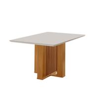 Mesa de Jantar Retangular com Tampo de Vidro Lisboa Cinamomo e Off White 135cm Mesa de Jantar Retangular com Tampo de Vidro Lisboa Cinamomo e Off White 135cm