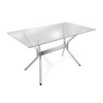 Mesa de Jantar Retangular com Tampo de Vidro Loire Prata 120 cm Mesa de Jantar Retangular com Tampo de Vidro Loire Prata 120 cm