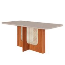 Mesa de Jantar Retangular com Tampo de Vidro Louise Cinamomo e Off White 180 cm Mesa de Jantar Retangular com Tampo de Vidro Louise Cinamomo e Off White 180 cm