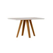 Mesa de Jantar Retangular com Tampo de Vidro Mariah Off White e Ipê 135 cm Mesa de Jantar Retangular com Tampo de Vidro Mariah Off White e Ipê 135 cm