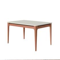 Mesa de Jantar Retangular com Tampo de Vidro Off White Addar Natural 135 cm