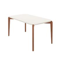 Mesa de Jantar Retangular com Tampo de Vidro Off White Donatella Natural 160 cm