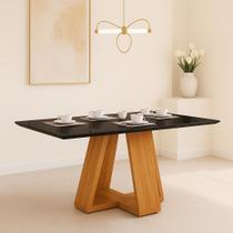 Mesa De Jantar Retangular Com Tampo de Vidro Para Sala De Estar e Cozinha