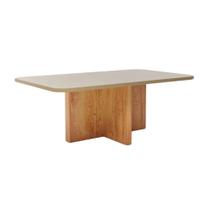 Mesa de Jantar Retangular com Tampo de Vidro Parma Naturale e Pérola 180cm Mesa de Jantar Retangular com Tampo de Vidro Parma Naturale e Pérola 180cm