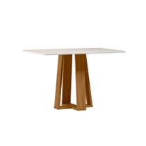 Mesa de Jantar Retangular com Tampo de Vidro Rubi Off White e Ypê 120 cm Mesa de Jantar Retangular com Tampo de Vidro Rubi Off White e Ypê 120 cm
