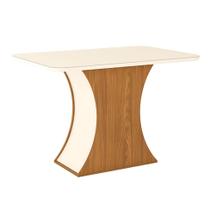 Mesa de Jantar Retangular com Tampo de Vidro Selena II Off White e Nature 120 cm Mesa de Jantar Retangular com Tampo de Vidro Selena II Off White e Nature 120 cm