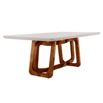 Mesa de Jantar Retangular com Tampo de Vidro Siena Cinamomo Imbuia e Off White 180 cm - Mobillare Mesa de Jantar Retangular com Tampo de Vidro Siena Cinamomo Imbuia e Off White 180 cm - Mobillare