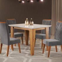 Mesa de Jantar Retangular Divine com Vidro 1,20x90 e 4 Cadeiras Vegas em Madeira Maciça